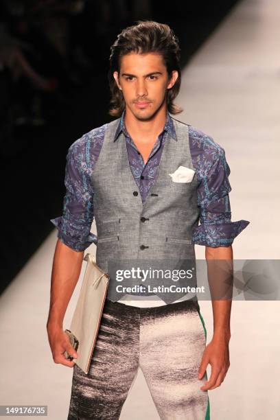 Model walks the runway during the Lina Cantillo show during Colombia Moda 2012 at Plaza Mayor on July 23, 2012 in Medelln, Colombia.