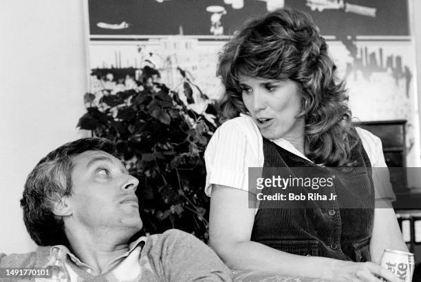 Producer and Writer Stephen Bochco, creator of television show 'Hill Street Blues' with wife Actress Barbara Bosson inside his studio office, June 9,...