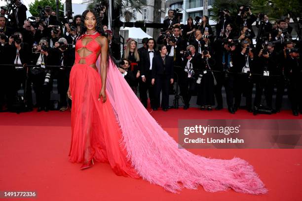 Naomi Campbell attends the "Killers Of The Flower Moon" red carpet during the 76th annual Cannes film festival at Palais des Festivals on May 20,...