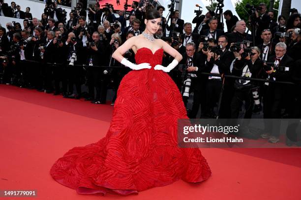 Sofia Carson attends the "Killers Of The Flower Moon" red carpet during the 76th annual Cannes film festival at Palais des Festivals on May 20, 2023...