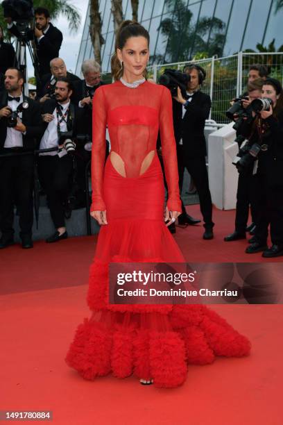 Izabel Goulart attends the "Killers Of The Flower Moon" red carpet during the 76th annual Cannes film festival at Palais des Festivals on May 20,...