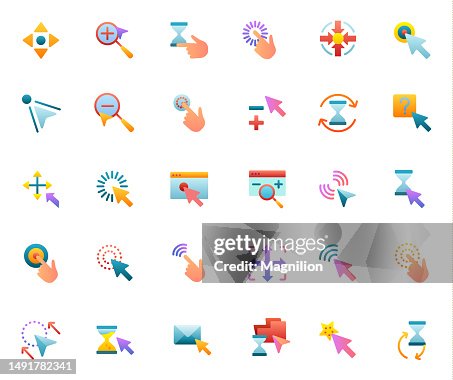 Interaction Elements, Cursors, Mouse Pointers Flat Gradient Icons Set Interaction Elements, Cursors, Mouse Pointers Flat Gradient Icons Set