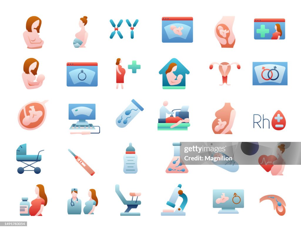 Pregnancy Flat Gradient Icons Set