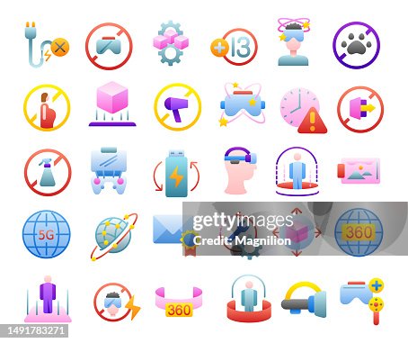 Virtual Reality Flat Gradient Icons Set Virtual Reality Flat Gradient Icons Set
