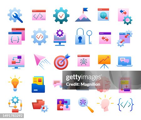 Web Development Flat Gradient Icons Set Web Development Flat Gradient Icons Set