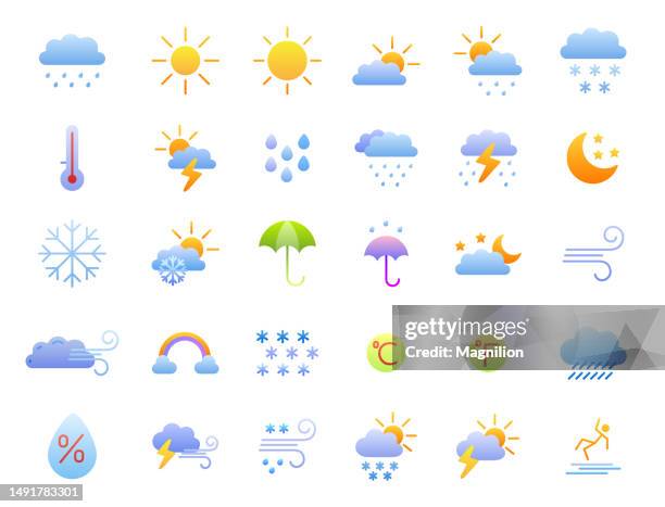 weather flat gradient icons set - humidity 幅插畫檔、美工圖案、卡通及圖標
