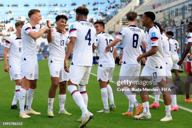 Jonathan Gomez of USA celebrates after scoring their first side goal during a FIFA U-20 World Cup Argentina 2023 Group B match between USA and...