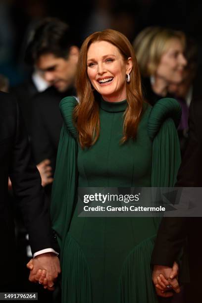 Julianne Moore attends the "May December" red carpet during the 76th annual Cannes film festival at Palais des Festivals on May 20, 2023 in Cannes,...