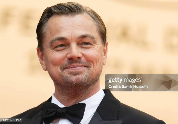 Leonardo DiCaprio attends the "Killers Of The Flower Moon" red carpet during the 76th annual Cannes film festival at Palais des Festivals on May 20,...