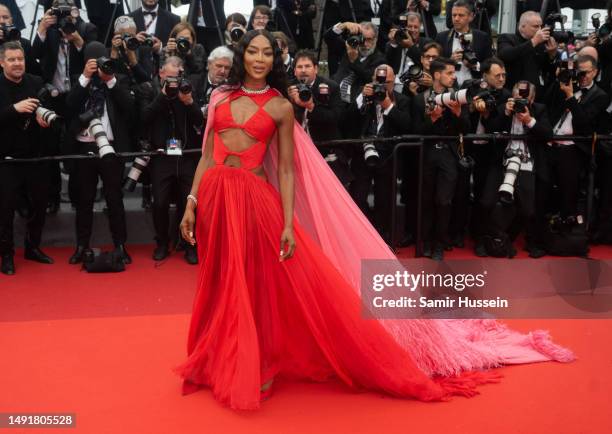 Naomi Campbell attends the "Killers Of The Flower Moon" red carpet during the 76th annual Cannes film festival at Palais des Festivals on May 20,...