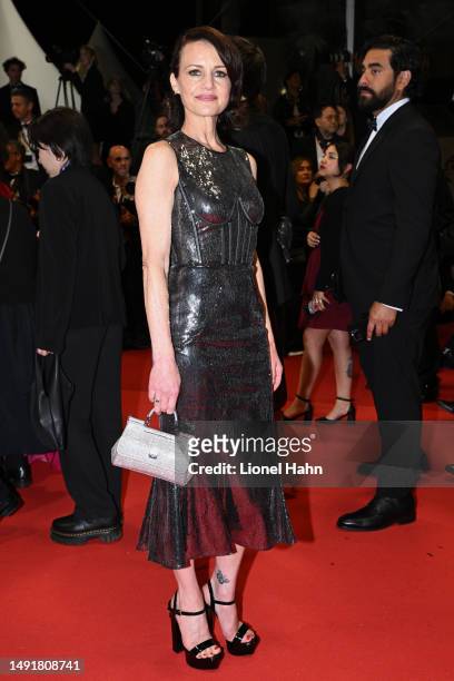 Carla Gugino attends the "May December" red carpet during the 76th annual Cannes film festival at Palais des Festivals on May 20, 2023 in Cannes,...