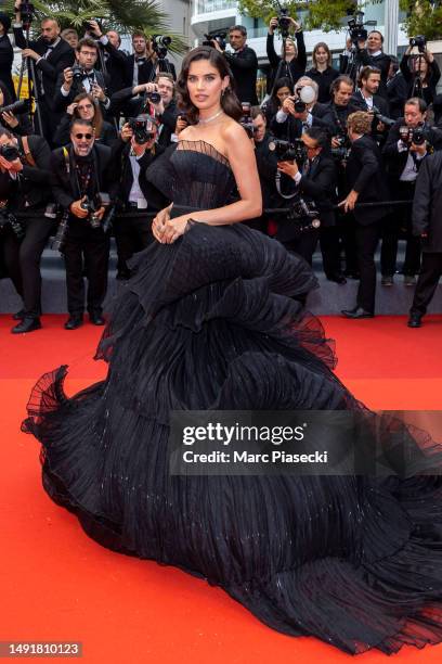 Sara Sampaio attends the "Killers Of The Flower Moon" red carpet during the 76th annual Cannes film festival at Palais des Festivals on May 20, 2023...