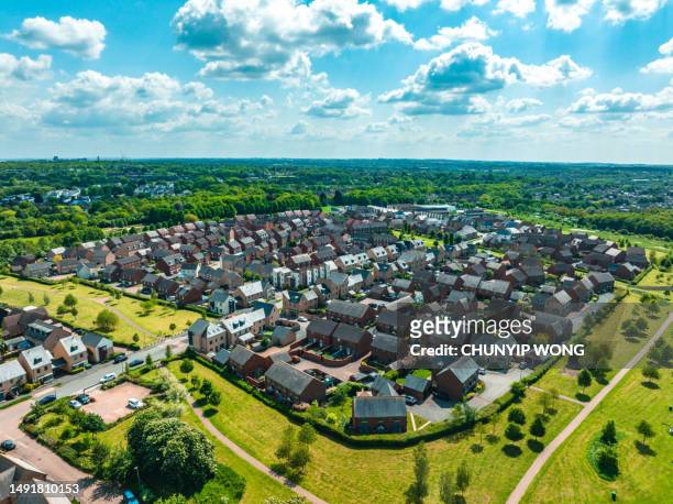aerial photo of the village of oakridge park in milton keynes, uk - inclusion stock pictures, royalty-free photos & images