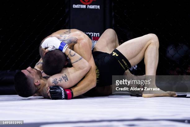 Aleksandre "El Conquistador" Topuria and Johan "The Silencer" Segas fight during the Mixed Martial Arts competition "WOW 9 Mixed Martial Arts...