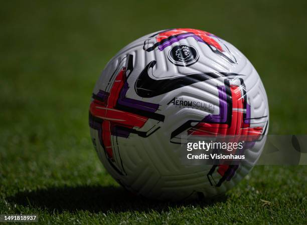 The official Premier League 2022/23 Nike match ball during the Premier League match between Wolverhampton Wanderers and Everton FC at Molineux on May...