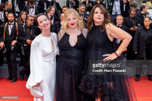 Francesca Scorsese and guests attend the "Killers Of The Flower Moon" red carpet during the 76th annual Cannes film festival at Palais des Festivals...