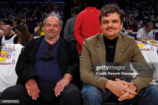 Jack Nicholson and Jim Nicholson attend game three of the Western Conference Finals between the Los Angeles Lakers and the Denver Nuggetsat...