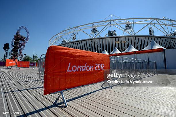 General view outside the Olympic Stadium ahead of the 2012 London Olympic Games on July 23, 2012 in London, England.