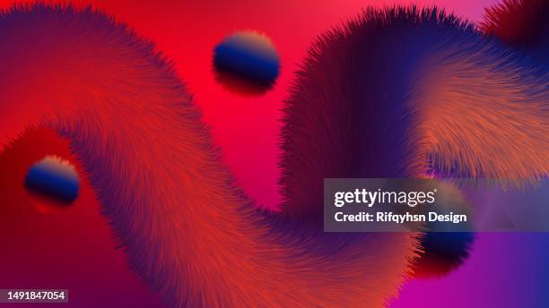 modern 3d flowing liquid fluffy shape abstract background - blue wool texture stock illustrations