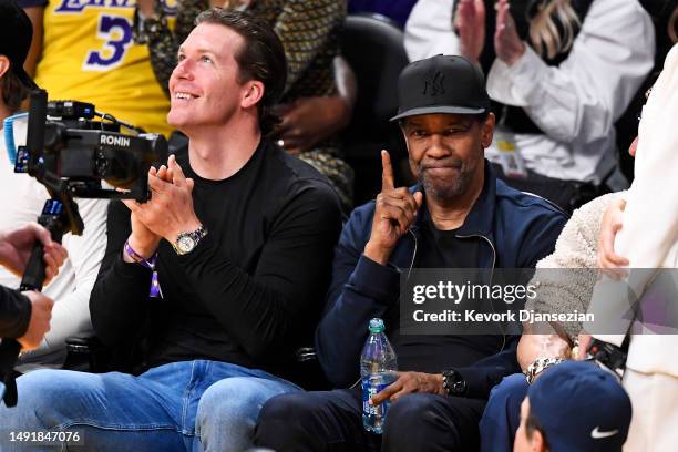 Denzel Washington attends game three of the Western Conference Finals between the Los Angeles Lakers and the Denver Nuggets at Crypto.com Arena on...
