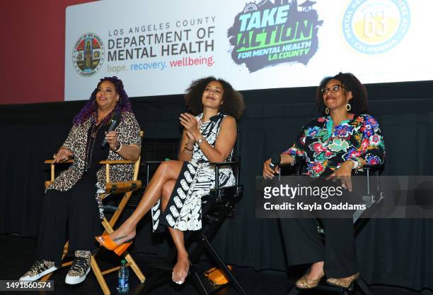 Kim Coles, Amanda Seales, and Tina Armstrong attend Take Action LA's community talk-back panel discussion on “The Danger of the Strong Black Woman”...
