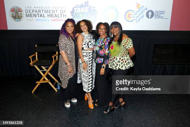 Kim Coles, Amanda Seales, Tina Armstrong, and Dr. Erica Holmes attend Take Action LA's community talk-back panel discussion on “The Danger of the...