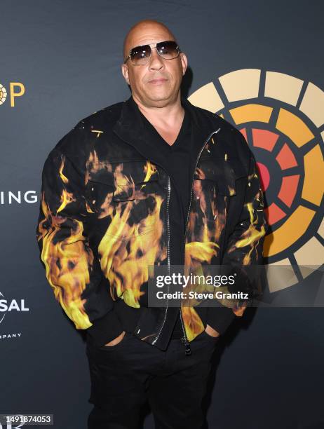 Vin Diesel arrives at the Charlize Theron Africa Outreach Project 2023 Block Party at Universal Studios Backlot on May 20, 2023 in Universal City,...