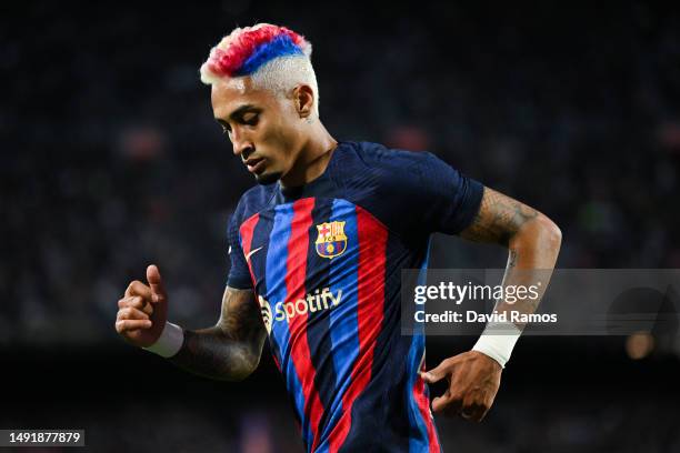 Rafinha of FC Barcelona looks on during the LaLiga Santander match between FC Barcelona and Real Sociedad at Spotify Camp Nou on May 20, 2023 in...