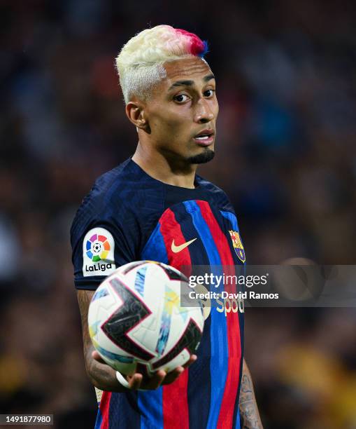 Rafinha of FC Barcelona looks on during the LaLiga Santander match between FC Barcelona and Real Sociedad at Spotify Camp Nou on May 20, 2023 in...