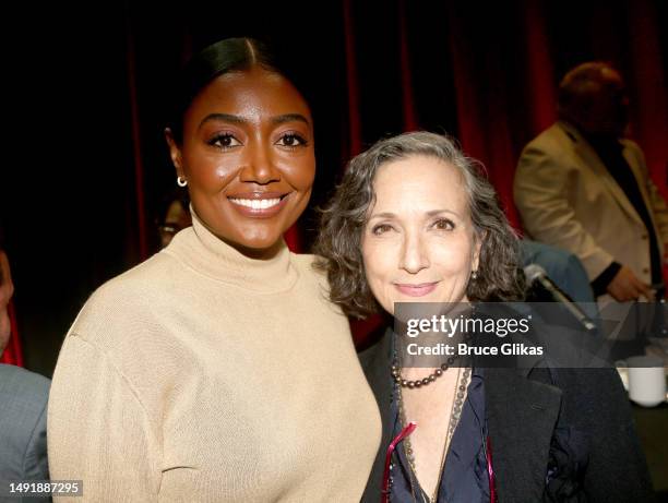 Patina Miller and Bebe Neuwirth pose at the 89th Annual Drama League Awards at The Ziegfeld Ballroom on May 19, 2023 in New York City.