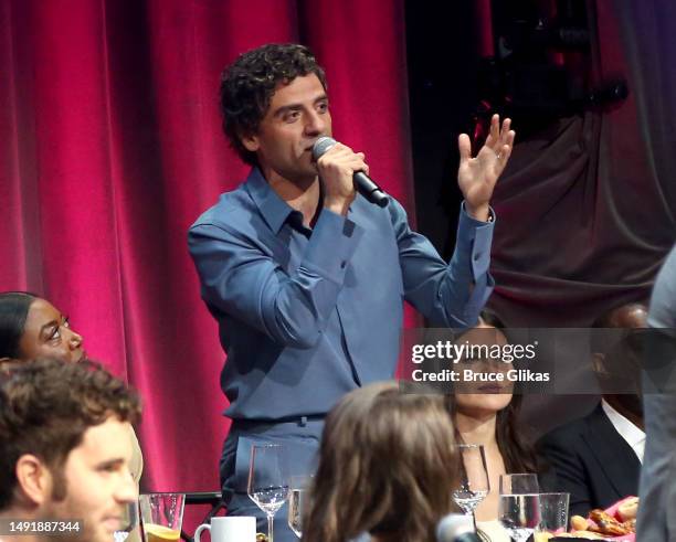 Oscar Isaac speaks during the 89th Annual Drama League Awards at The Ziegfeld Ballroom on May 19, 2023 in New York City.
