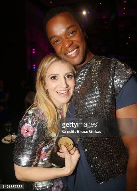 Annaleigh Ashford and J. Harrison Ghee pose at the 89th Annual Drama League Awards at The Ziegfeld Ballroom on May 19, 2023 in New York City.