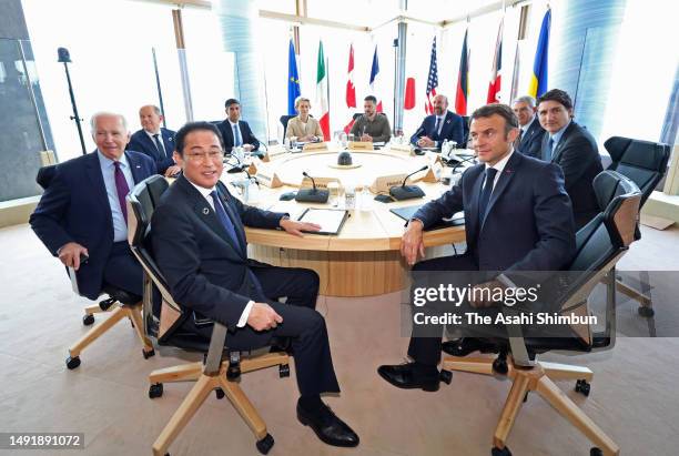 Japanese Prime Minister Fumio Kishida, U.S. President Joe Biden, German Chancellor Olaf Scholz, British Prime Minister Rishi Sunak, European...