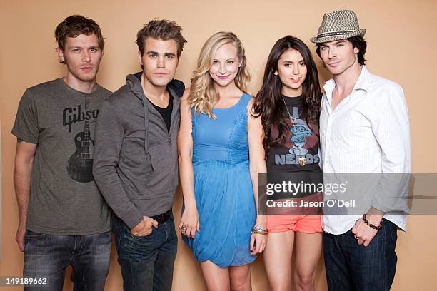 Actors Ian Somerhalder, Paul Wesley, Nina Dobrev, Candice Accola, Joseph Morgan are photographed for TV Guide Magazine on August 1, 2011 in San...