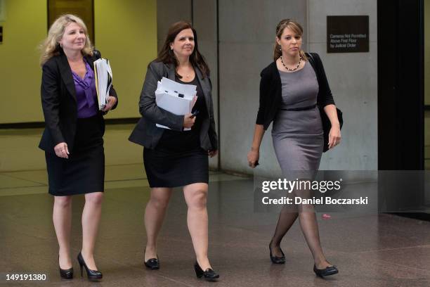 Amy Thompson and the defense team return from a hearing for William Balfour at the Cook County Criminal Courts on July 24, 2012 in Chicago, Illinois....