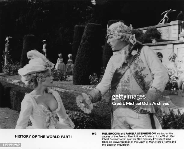 Actor Mel Brooks and Pamela Stephenson in a scene from the movie "History Of The World Part I" which was released in 1981.