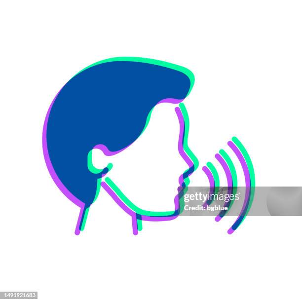 voice recognition. icon with two color overlay on white background - microphone 3d stock illustrations