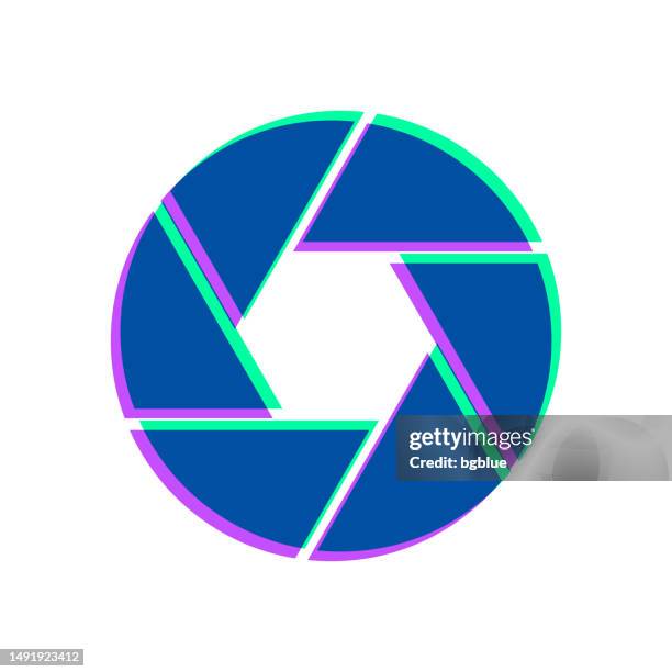 camera shutter. icon with two color overlay on white background - camera shutter stock illustrations