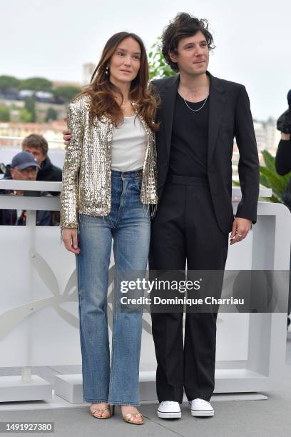 Anais Demoustier and Vincent Lacoste attend the "Le Temps D'Aimer " photocall at the 76th annual Cannes film festival at Palais des Festivals on May...