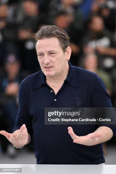 Benoit Magimel attends the "Omar La Fraise " photocall at the 76th annual Cannes film festival at Palais des Festivals on May 21, 2023 in Cannes,...