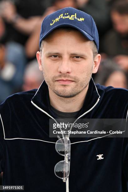 Director Elias Belkeddar attends the "Omar La Fraise " photocall at the 76th annual Cannes film festival at Palais des Festivals on May 21, 2023 in...