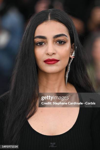 Meriem Amiar attends the "Omar La Fraise " photocall at the 76th annual Cannes film festival at Palais des Festivals on May 21, 2023 in Cannes,...