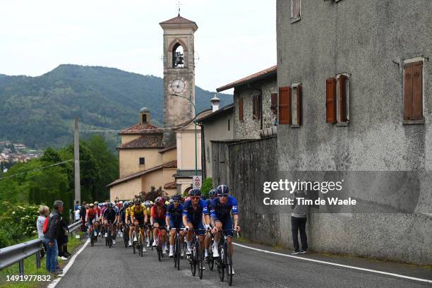 Jake Stewart of The United Kingdom and Team Groupama - FDJ leads the peloton during the 106th Giro d'Italia 2023, Stage 15 a 195km stage from Seregno...