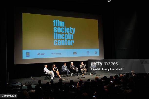 Actors Gina Gershon, Matthew McConaughey, playwright and actor Tracy Letts and film director William Friedkin attend a screening of 'Killer Joe' at...