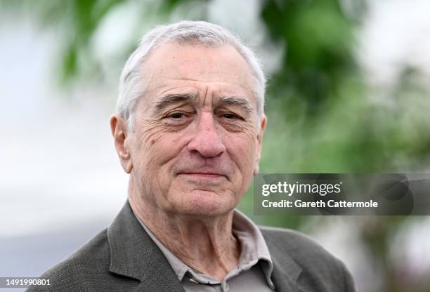 Robert De Niro attends the "Killers Of The Flower Moon" photocall at the 76th annual Cannes film festival at Palais des Festivals on May 21, 2023 in...
