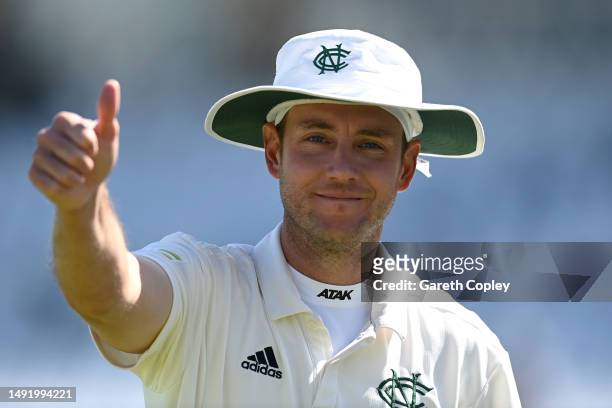 Stuart Broad of Nottinghamshire during the LV= Insurance County Championship Division 1 match between Nottinghamshire and Essex at Trent Bridge on...
