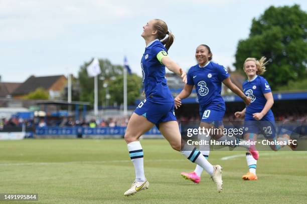 Magdalena Eriksson of Chelsea celebrates after scoring her team's second goal during the FA Women's Super League match between Chelsea and Arsenal at...