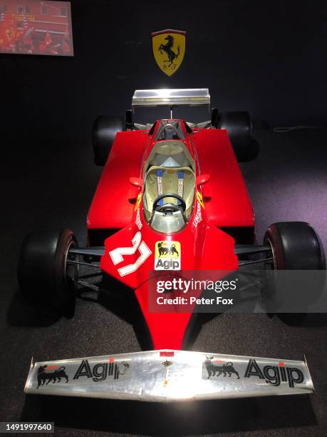 Ferrari 126 C2 F1 car belonging to both Gilles Villeneuve of Canada and Didier Pironi of France on display at the the Ferrari Museum on May 19, 2023...