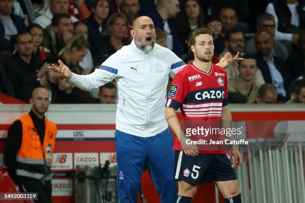 Coach of Olympique de Marseille Igor Tudor, Gabriel Gudmundsson of Lille during the Ligue 1 Uber Eats match between Lille OSC and Olympique de...