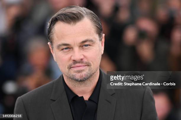 Leonardo DiCaprio attends the "Killers Of The Flower Moon" photocall at the 76th annual Cannes film festival at Palais des Festivals on May 21, 2023...